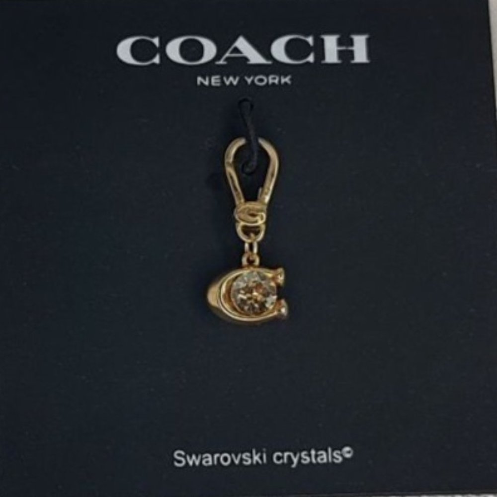 COACH Collectible Signature C Stone Charm Swarovski Crystals Gold Tone - Picture 3 of 7